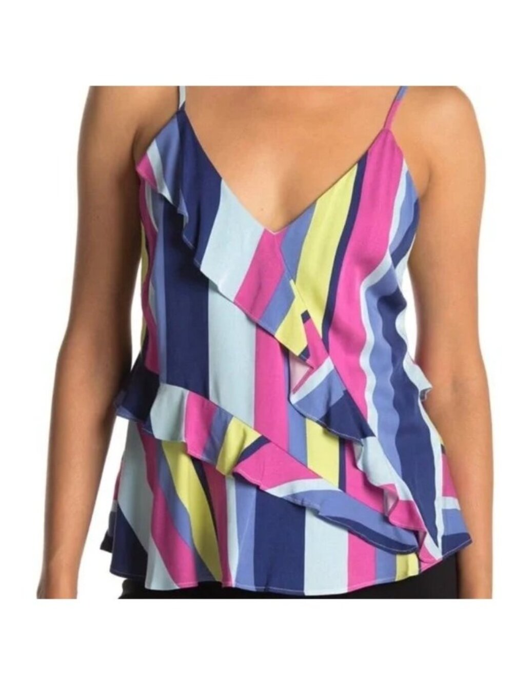 PARKER Lorca Striped Ruffle Top Size M NEW NWT